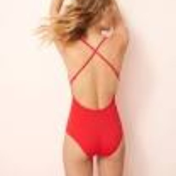 SOLD! ~ RARE! Princesse Tam Tam x Uniqlo ~ RED~ 1 Piece Swim Suit Maillot~Small - Picture 4 of 10